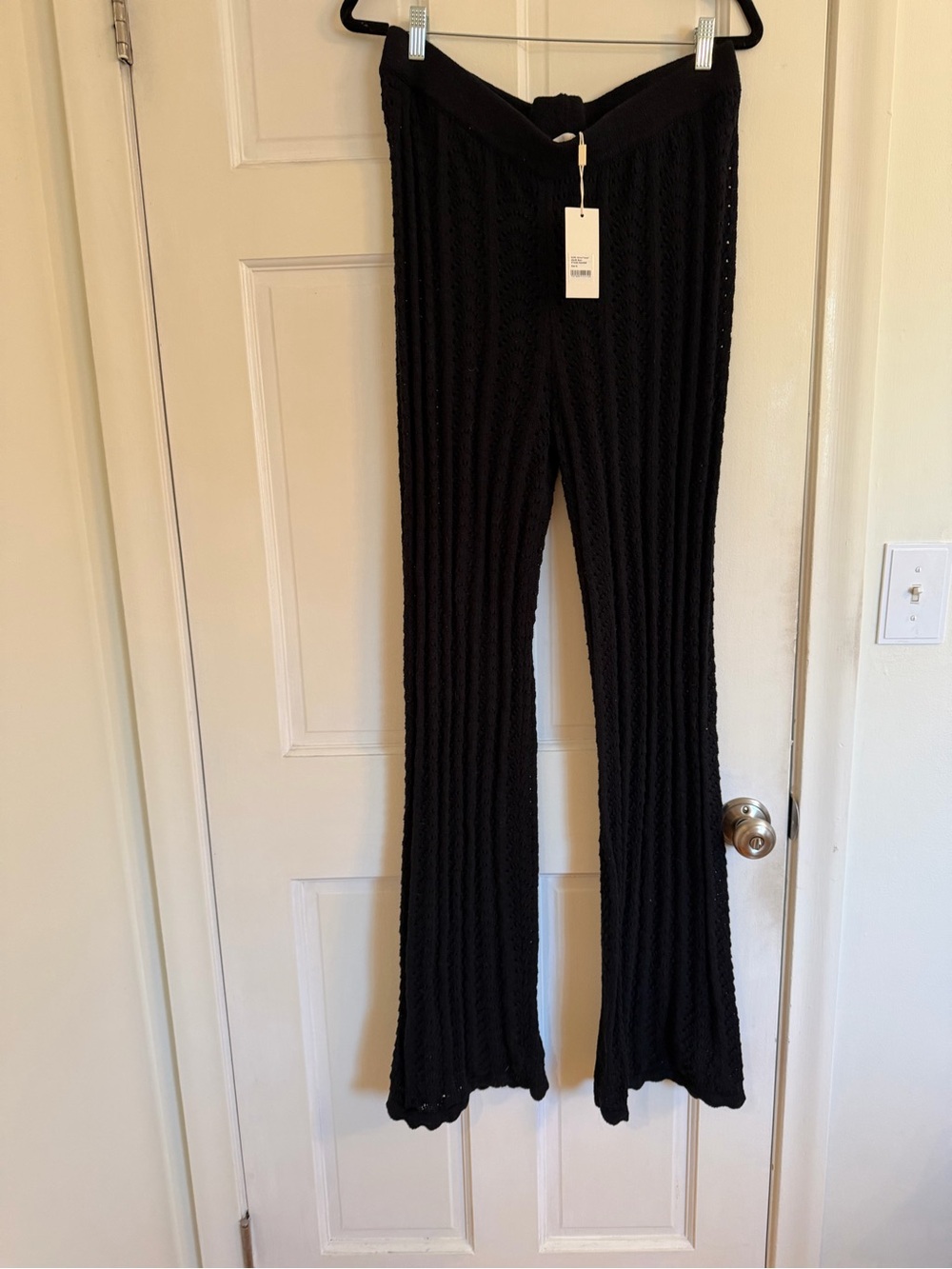 Black Knit Flare Trousers - Unbranded